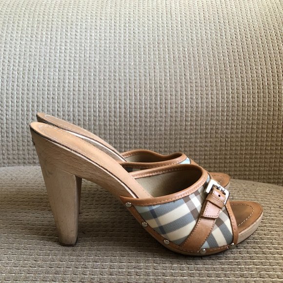 Burberry Tan & Brown Women's Clog Heels - Picture 1 of 12